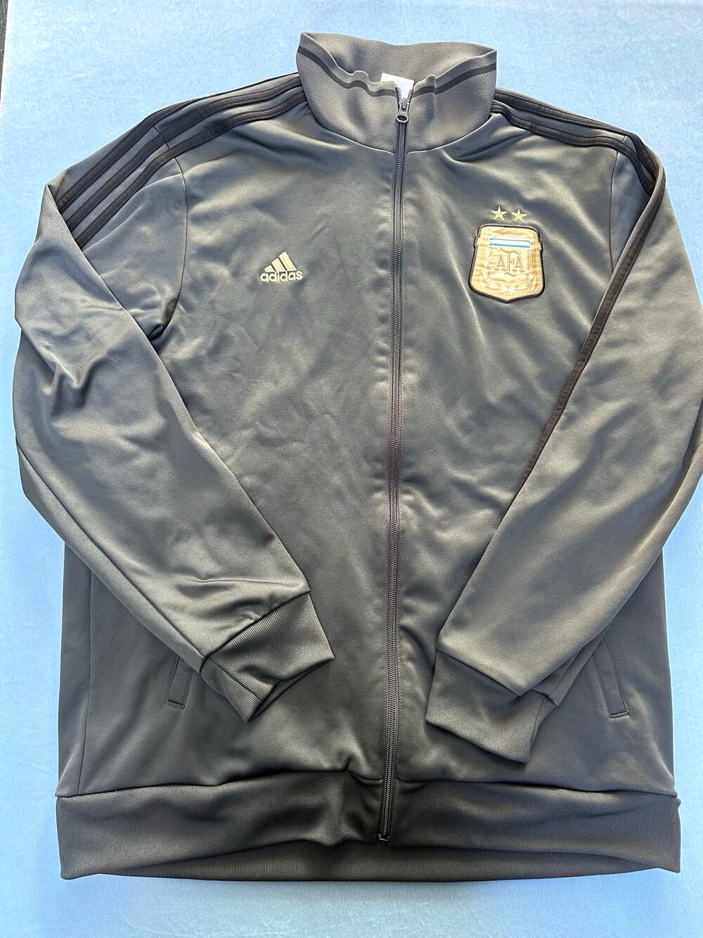 Adidas Argentina Messi Track Jacket Mens XL Grey Gold AFA Soccer Warm Up Zip